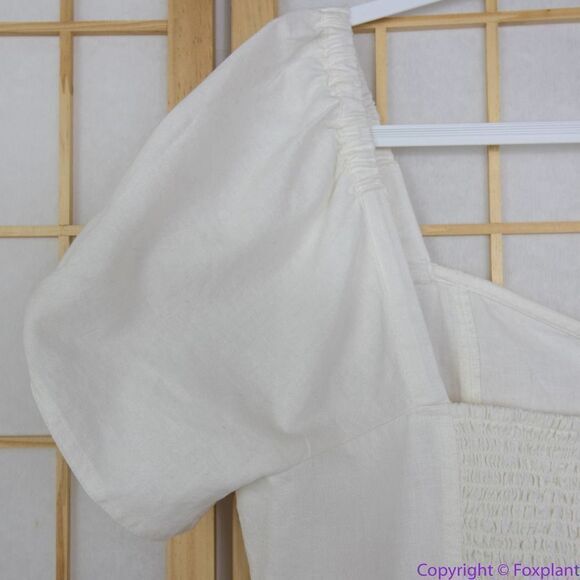 NEW Madewell Linen-Cotton Puff-Sleeve Mini Dress, lighthouse, 14‎ - Picture 15 of 16